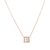0.06ct 14k Rose Gold Diamond Necklace -Letter H